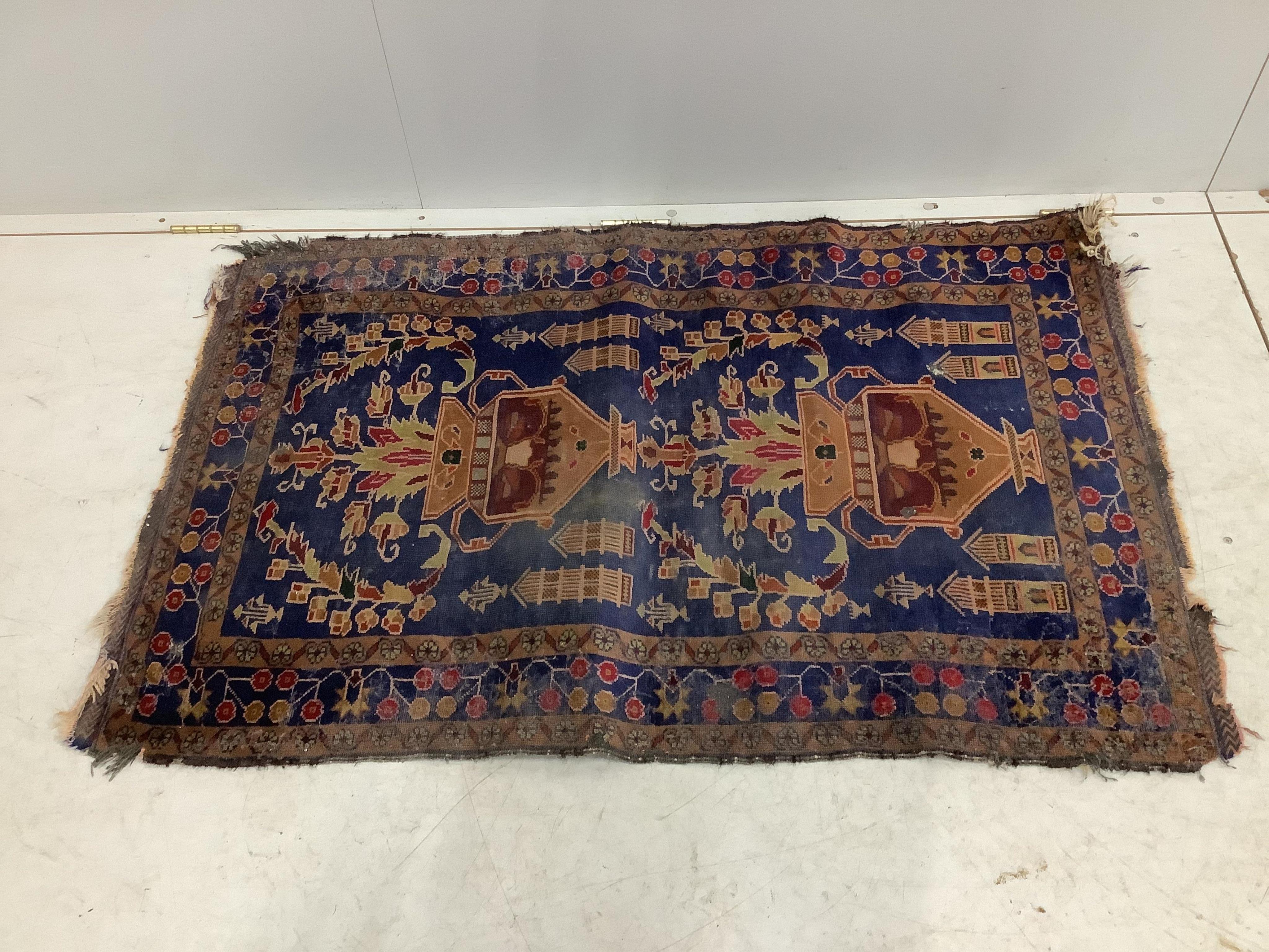 Three North West Persian style rugs and one other rug, largest 200 x 110cm. Condition - poor to fair